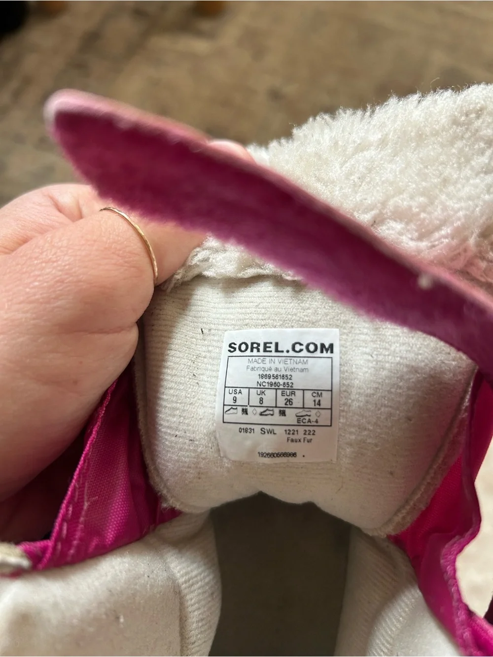 Sorel Kids Pink and Black Winter Boots with Faux Fur Cuff